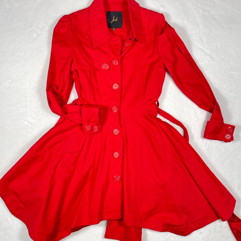 Jack by BB Dakota Vibrant Red Trench Coat. French girl, Carolyn Kennedy, Bold